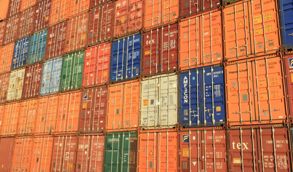 Colorful Stacked Shipping Containers.